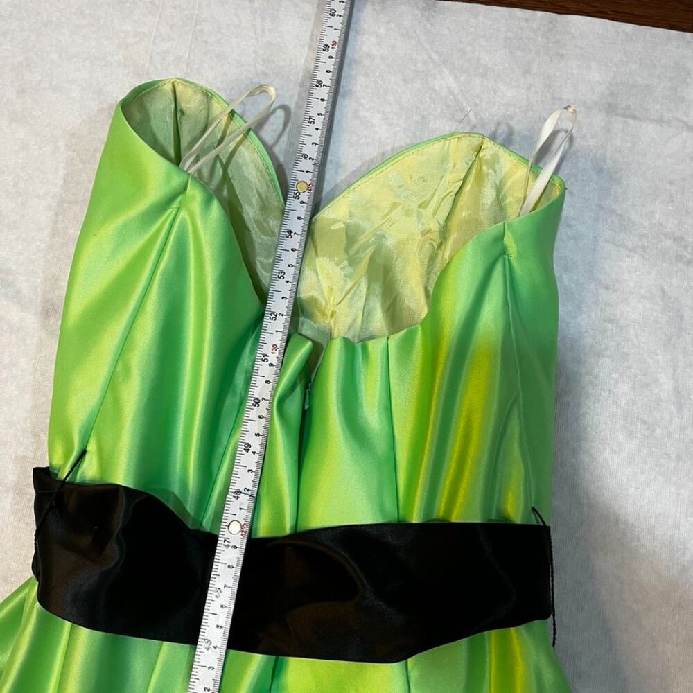 Jessica McClintock Gunne Sax Strapless Satin Ball Gown Lime/Black 5 HOLIDAY - Picture 5 of 16